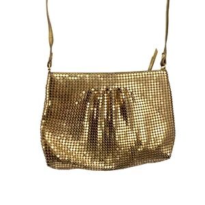 Vintage Sparkling Gold Metallic Metal Mesh Evening Shoulder Bag Clutch Formal